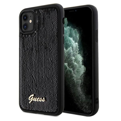Guess Sequin Script Metal case for iPhone 11 / Xr - black