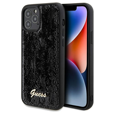Guess Sequin Script Metal case for iPhone 12/12 Pro - black
