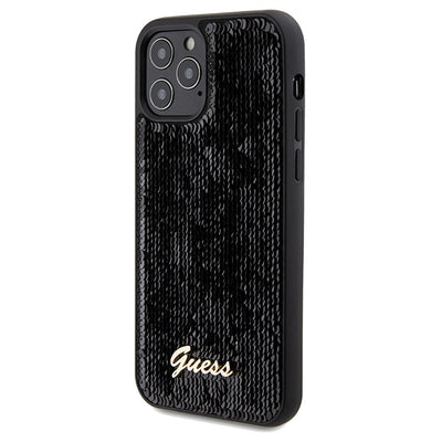 Guess Sequin Script Metal case for iPhone 12/12 Pro - black