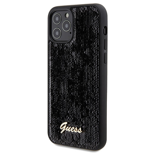 Guess Sequin Script Metal case for iPhone 12/12 Pro - black