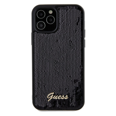 Guess Sequin Script Metal case for iPhone 12/12 Pro - black