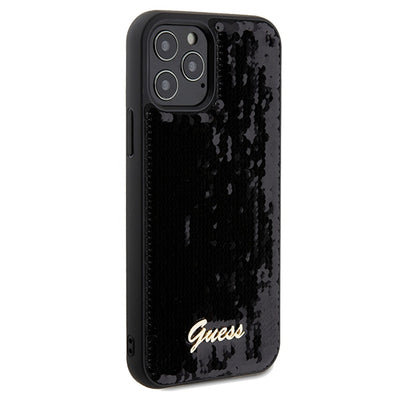 Guess Sequin Script Metal case for iPhone 12/12 Pro - black