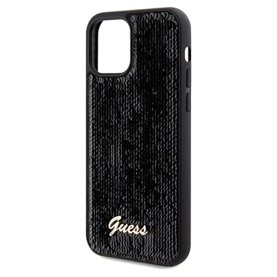 Guess Sequin Script Metal case for iPhone 12/12 Pro - black