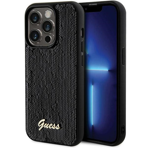 Guess Sequin Script Metal case for iPhone 13 Pro / 13 - black