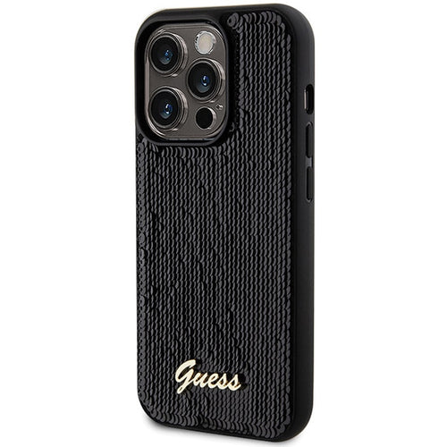 Guess Sequin Script Metal case for iPhone 13 Pro Max - black