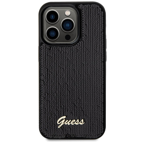 Guess Sequin Script Metal case for iPhone 13 Pro Max - black