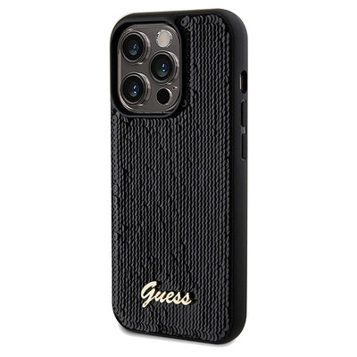 Guess Sequin Script Metal case for iPhone 14 Pro - black