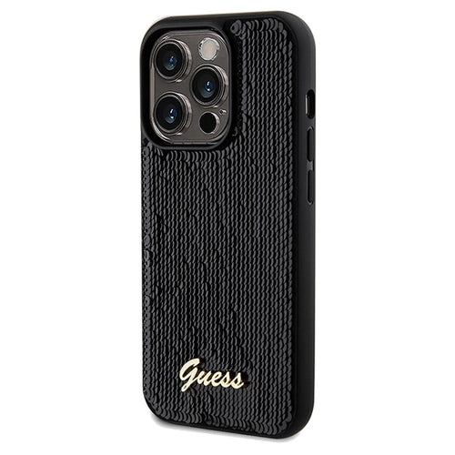 Guess Sequin Script Metal case for iPhone 14 Pro - black