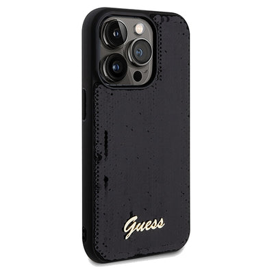 Guess Sequin Script Metal case for iPhone 14 Pro - black