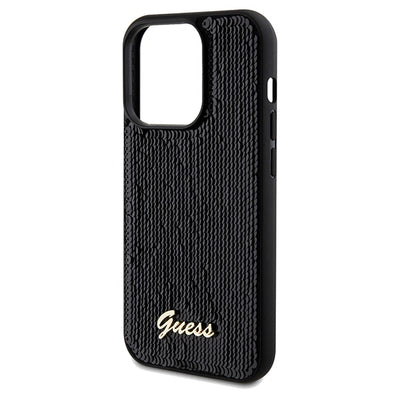 Guess Sequin Script Metal case for iPhone 14 Pro - black