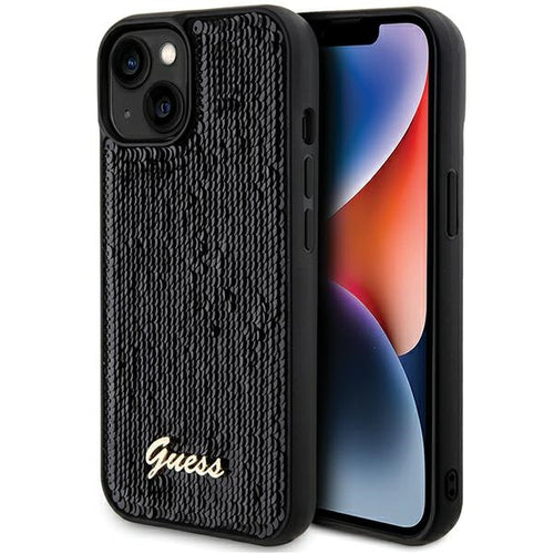 Guess Sequin Script Metal case for iPhone 14 / 15 / 13 - black
