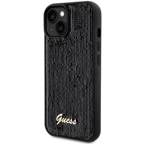 Guess Sequin Script Metal case for iPhone 14 / 15 / 13 - black