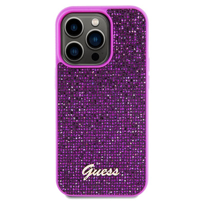 Guess Disco Metal Script case for iPhone 14 Pro Max - fuchsia