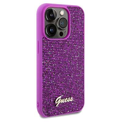 Guess Disco Metal Script case for iPhone 14 Pro Max - fuchsia