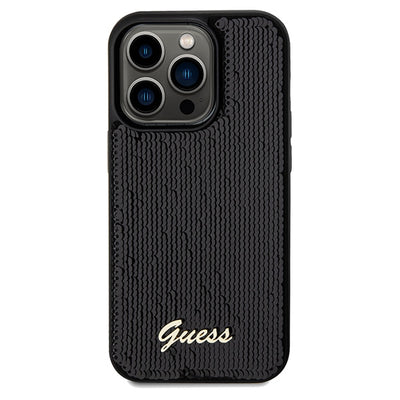 Guess Sequin Script Metal case for iPhone 14 Pro Max - black