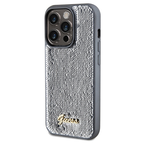 Guess Sequin Script Metal case for iPhone 14 Pro Max - silver