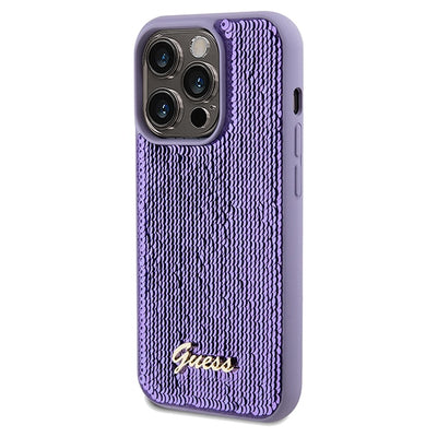 Guess Sequin Script Metal case for iPhone 14 Pro Max - purple