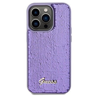Guess Sequin Script Metal case for iPhone 14 Pro Max - purple