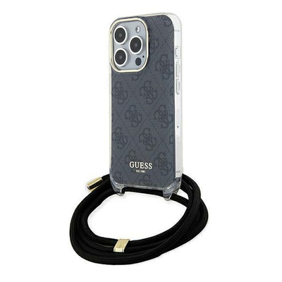Guess Crossbody Cord 4G Print case for iPhone 15 Pro - black