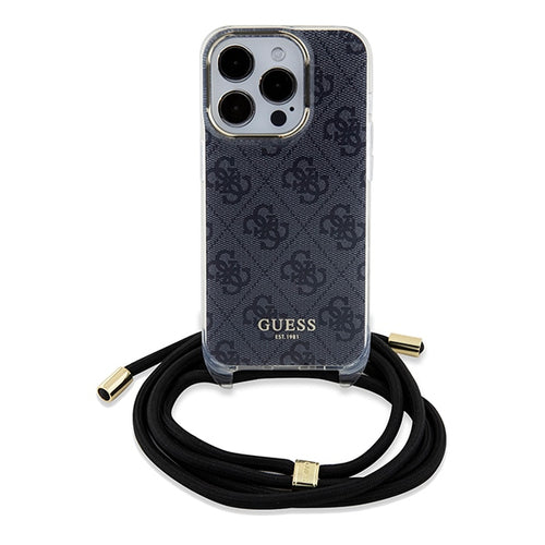 Guess Crossbody Cord 4G Print case for iPhone 15 Pro - black
