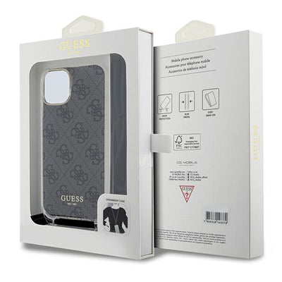 Guess Crossbody Cord 4G Print Case for iPhone 15/14/13 - Black