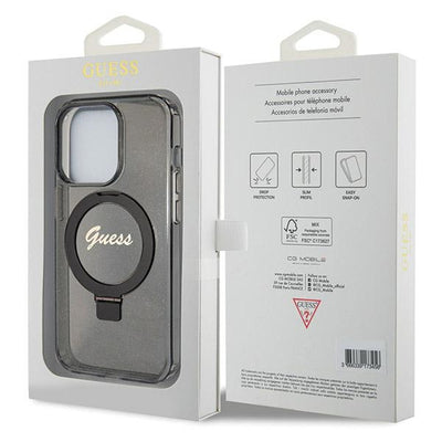 Guess Ring Stand Script Glitter MagSafe case for iPhone 13 Pro / 13 - black