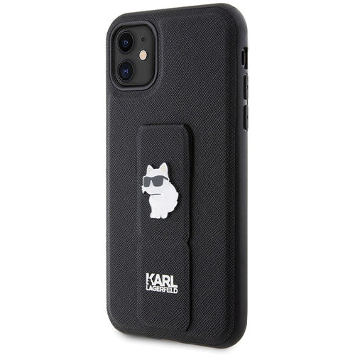 Karl Lagerfeld Gripstand Saffiano Choupette Pins Case for iPhone 11 / Xr - Black