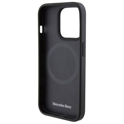 Mercedes Smooth Leather MagSafe case for iPhone 15 Pro - navy blue