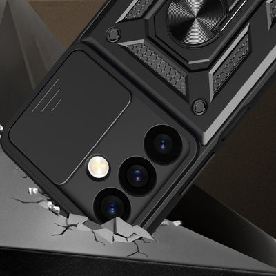 Hybrid Armor Camshield armored case for Samsung Galaxy S24+ with camera cover - black — Hurtel