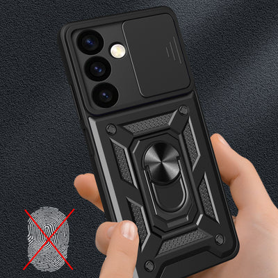 Hybrid Armor Camshield armored case for Samsung Galaxy S24+ with camera cover - black — Hurtel