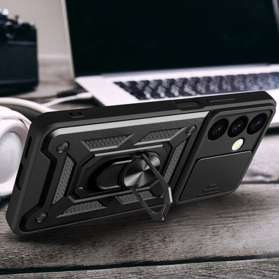 Hybrid Armor Camshield armored case for Samsung Galaxy S24+ with camera cover - black — Hurtel