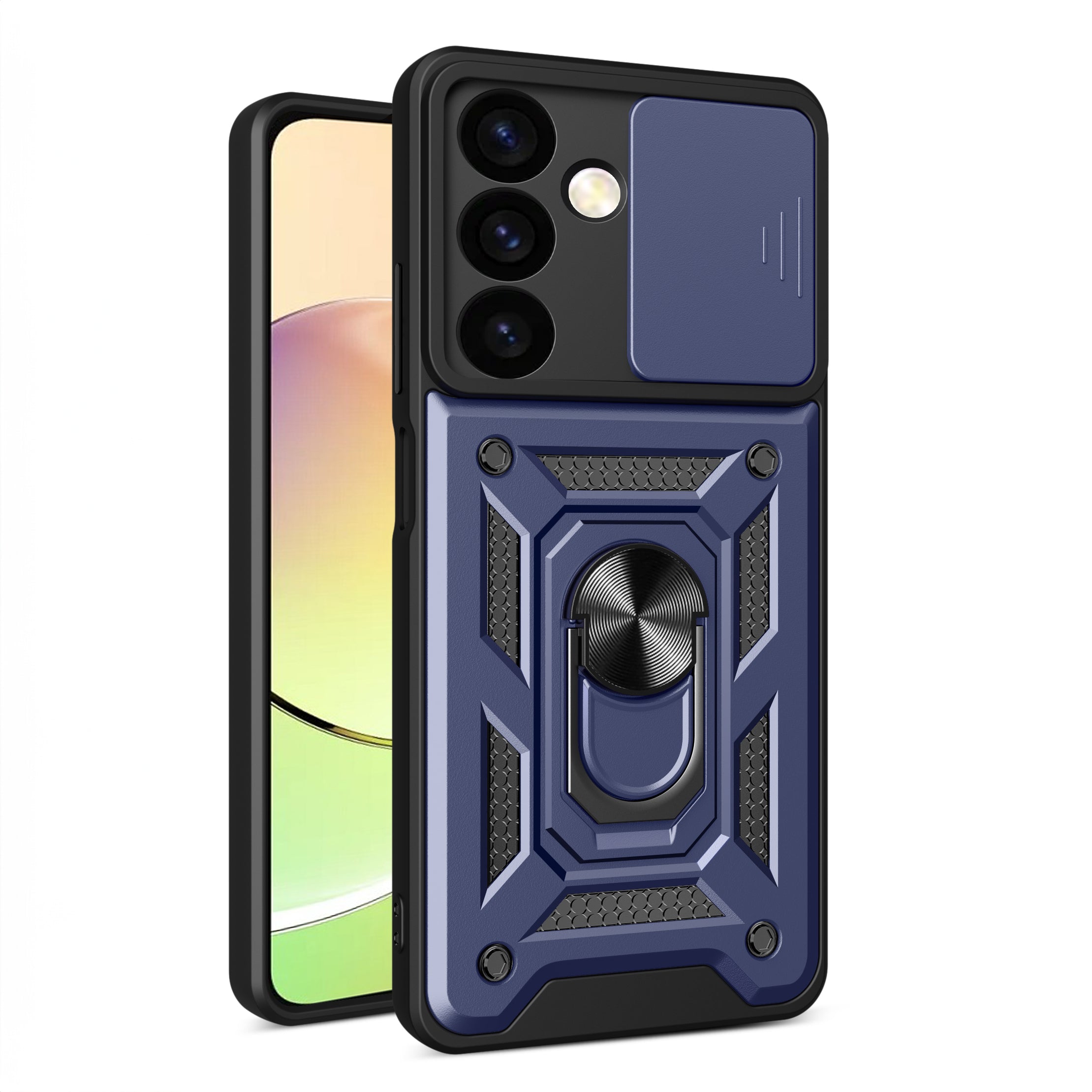 Hybrid Armor Camshield armored case for Samsung Galaxy S24+ with camera cover - blue — Hurtel