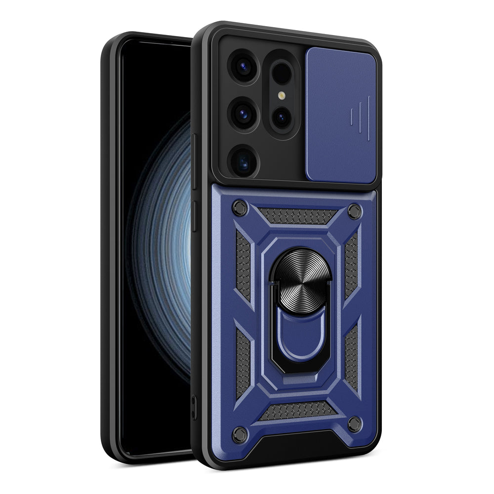Hybrid Armor Camshield case for Samsung Galaxy S24 Ultra armored with camera cover - blue — Hurtel