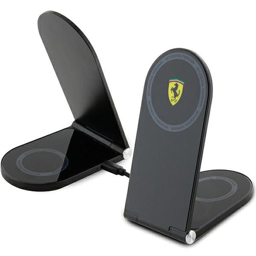 Ferrari Printed Logo MagSafe foldable 2in1 15W inductive charger - black