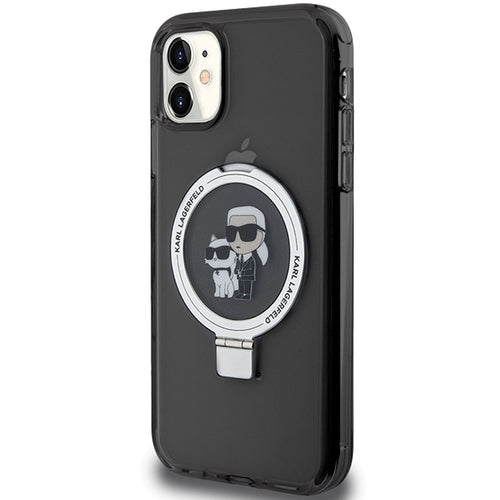 Karl Lagerfeld Ring Stand Karl&Choupette MagSafe case for iPhone 11 / Xr - black