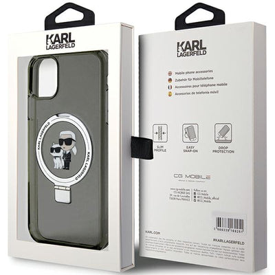Karl Lagerfeld Ring Stand Karl&Choupette MagSafe case for iPhone 11 / Xr - black