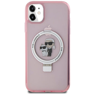 Karl Lagerfeld Ring Stand Karl&Choupette MagSafe case for iPhone 11 / Xr - pink