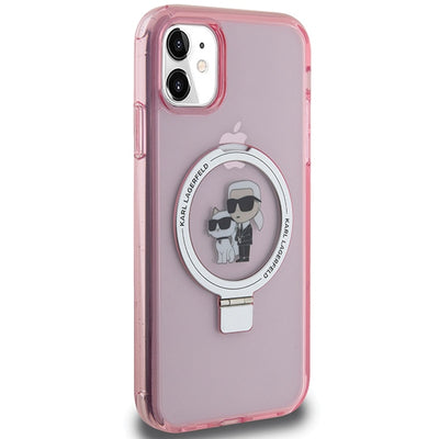 Karl Lagerfeld Ring Stand Karl&Choupette MagSafe case for iPhone 11 / Xr - pink