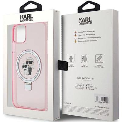 Karl Lagerfeld Ring Stand Karl&Choupette MagSafe case for iPhone 11 / Xr - pink