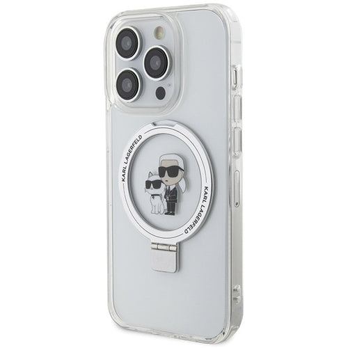 Karl Lagerfeld Ring Stand Karl&Choupette MagSafe case for iPhone 13 Pro Max - white