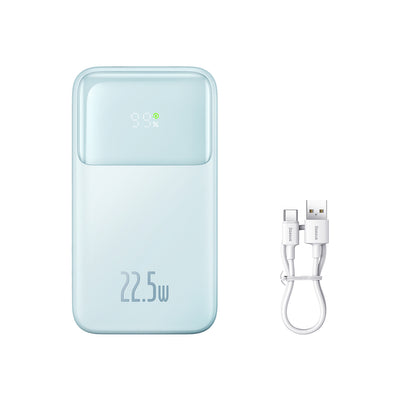 Baseus Comet Series powerbank with display 10000mAh 22.5W - blue + USB-A - USB-C cable 0.3m - white