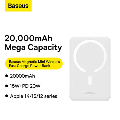 Baseus Magnetic Mini 20000 mAh 20W power bank - white + USB-C / USB-C cable