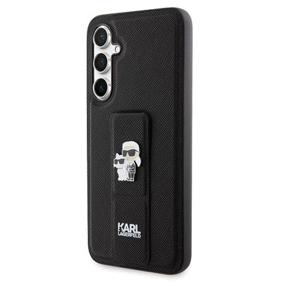 Karl Lagerfeld Gripstand Saffiano Karl&Choupette Pins case for Samsung Galaxy S23 FE - black