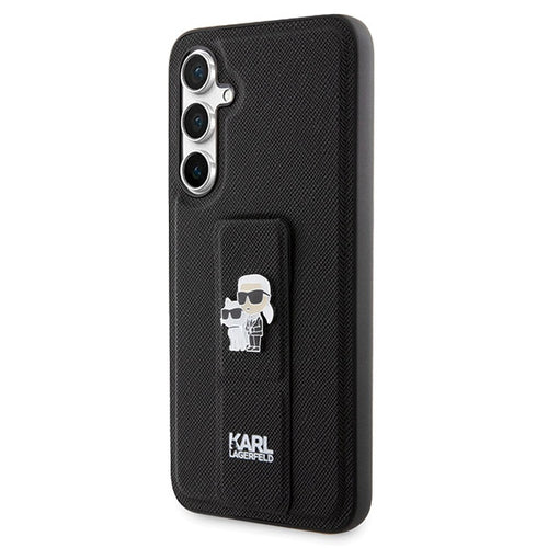 Karl Lagerfeld Gripstand Saffiano Karl&Choupette Pins case for Samsung Galaxy S23 FE - black