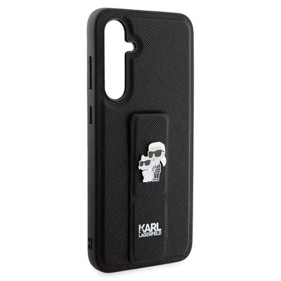 Karl Lagerfeld Gripstand Saffiano Karl&Choupette Pins case for Samsung Galaxy S23 FE - black