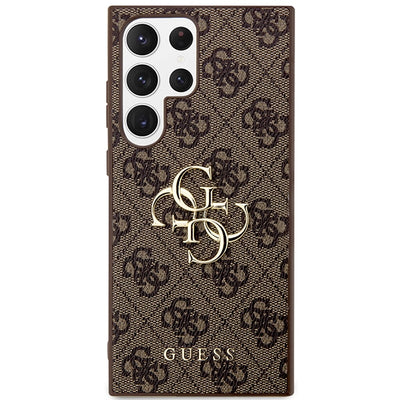 Guess 4G Big Metal Logo Case for Samsung Galaxy S24 Ultra - Brown