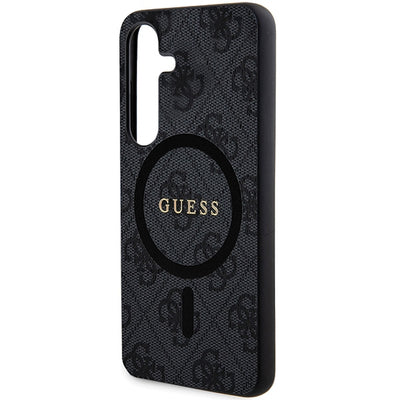 Guess 4G Collection Leather Metal Logo MagSafe Case for Samsung Galaxy S24+ - Black