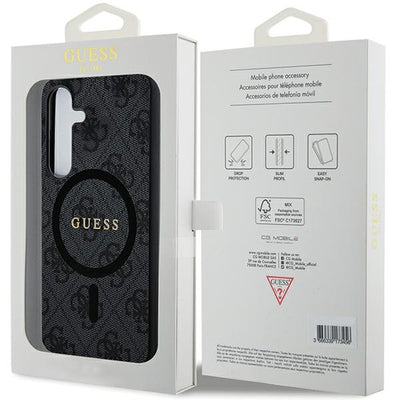 Guess 4G Collection Leather Metal Logo MagSafe Case for Samsung Galaxy S24+ - Black