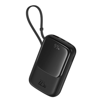 Baseus Qpow Pro+ 10000mAh 22.5W powerbank with built-in USB-C cable and display - black