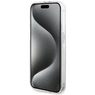 Guess IML 4G Gold Stripe case for iPhone 14 Pro Max - pink